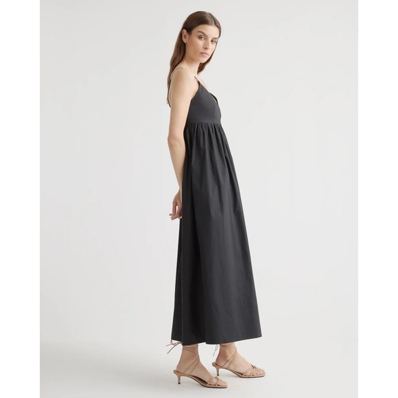 QUINCE Black 100% Organic Cotton Poplin Sleeveless Maxi Dress NWT Size XS - Picture 6 of 13